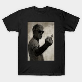 Anthony Bourdain middle finger pose T-Shirt